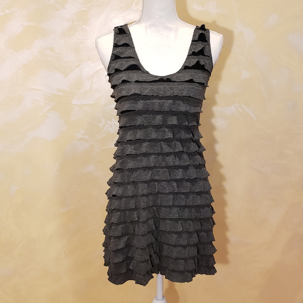 Poetry Gray Ruffled Mini Dress